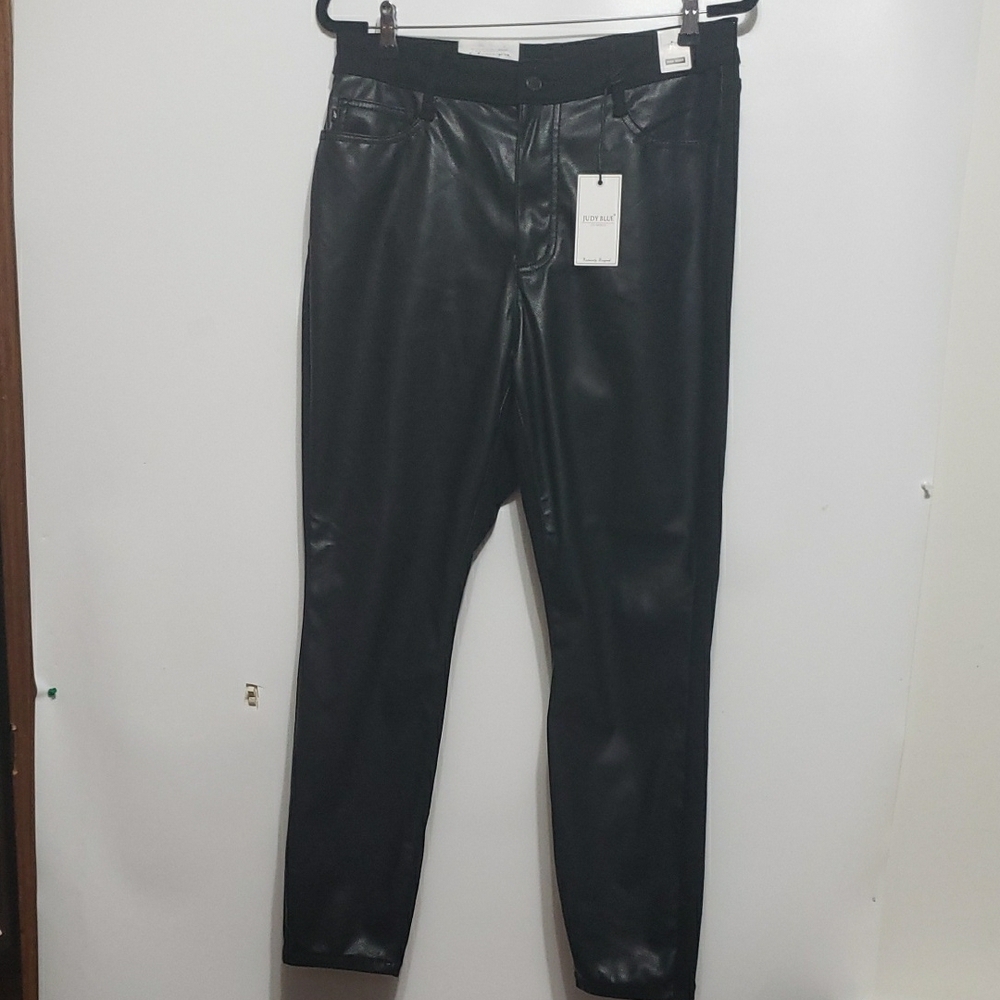 Judy Blue Black Faux Leather Skinny High Waist Pants